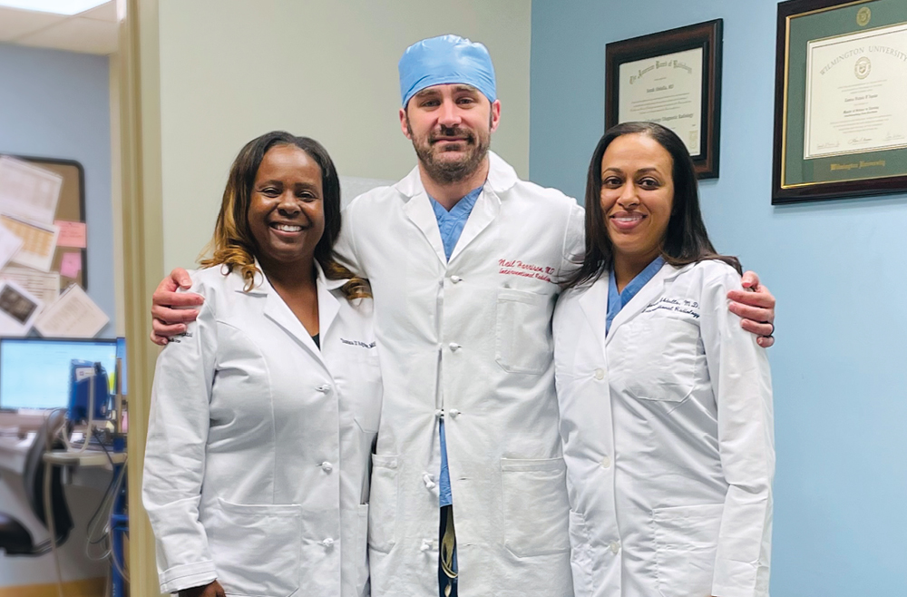 Tamica D’Aguiar, Neil Harrison, and Sarah Abdulla at the Interventional Radiology Outpatient Clinic